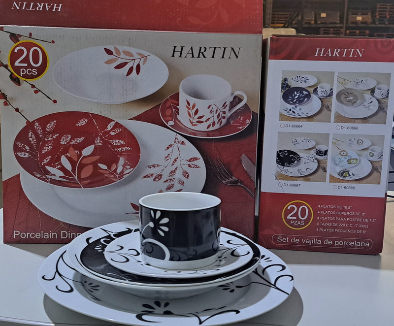 Aparelho de Jantar Porcelana Preto 20 peças D1-60667 Real Price